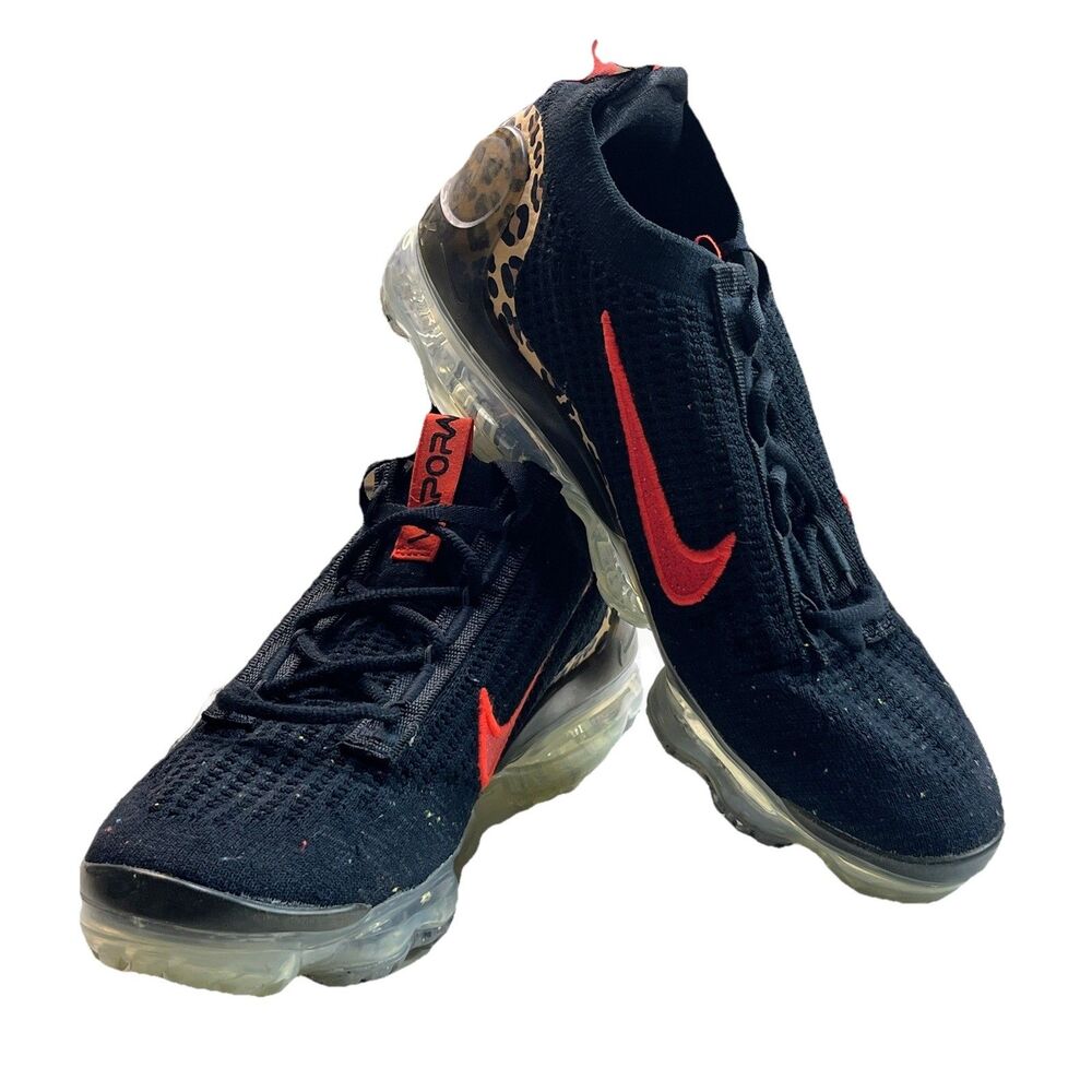 Nike Air VaporMax 2021 Flyknit Leopard Black Habanero Red Women's 9.5 Running